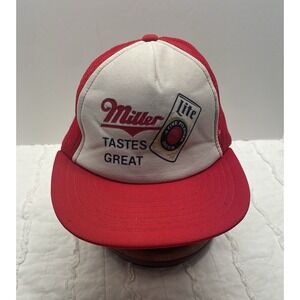Vintage‎ Miller Lite Hat Cap Snapback Trucker Beer Tastes Great Red